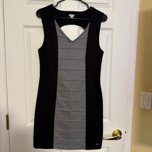 Chic GUESS Black & Gray Colorblock Sheath Dress – Sleeveless Workwear Classic Lg